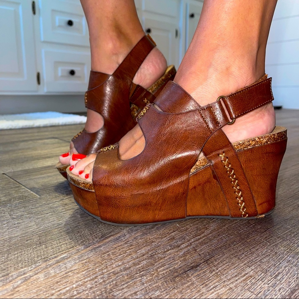 Pierre Dumas Platform Wedge Sandal EUC Size 8